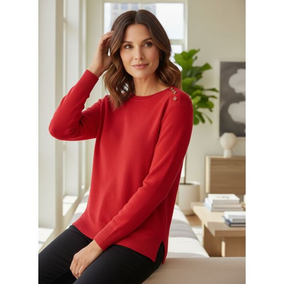 Talbots Women's Long Sleeve Sweater Size S - Button Shoulder Detail - Picture 1 of 7